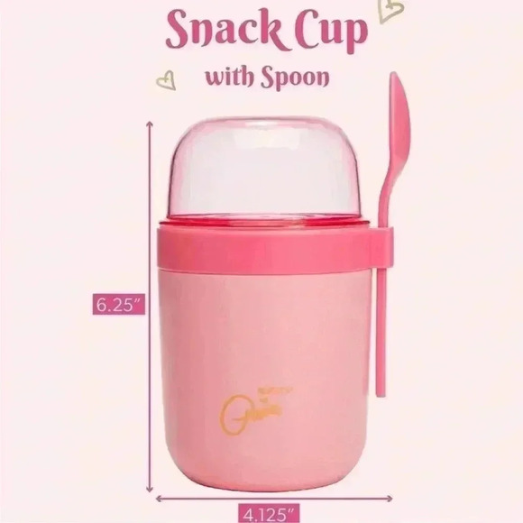 Paris Hilton Pink Snack Cup With Spoon and Dipping Container NWT - Picture 4 of 8